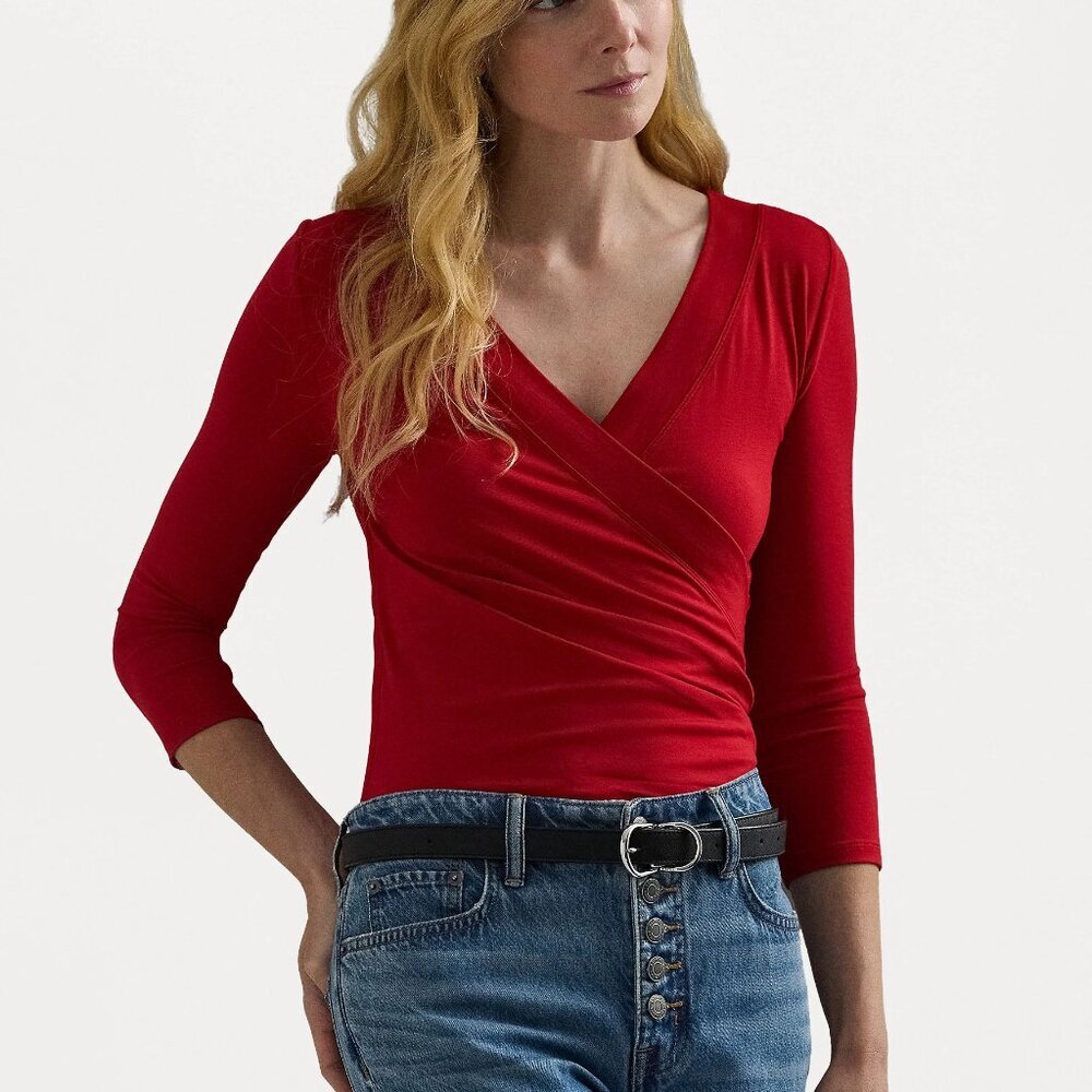 Ralph Lauren Black Label Red Alayja‎ Wrap Front Top